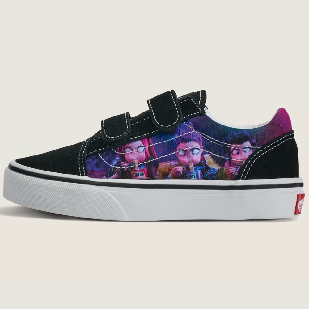 Vans KPop Demon Hunters Old Skool V Little Kids Black Purple White size 12 NEW